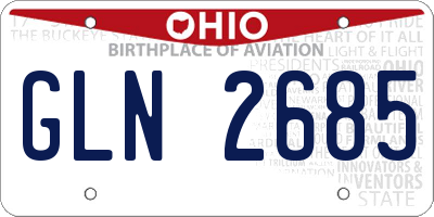 OH license plate GLN2685