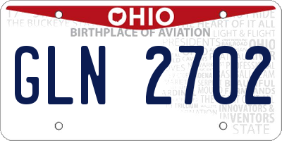 OH license plate GLN2702