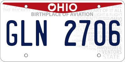OH license plate GLN2706