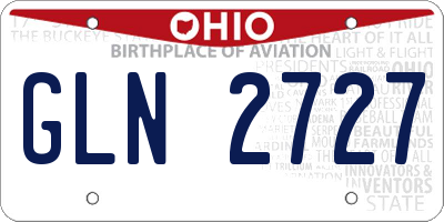 OH license plate GLN2727