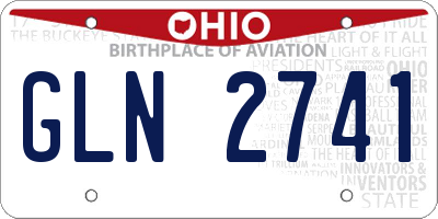OH license plate GLN2741