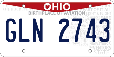 OH license plate GLN2743