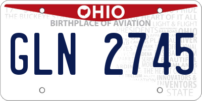 OH license plate GLN2745