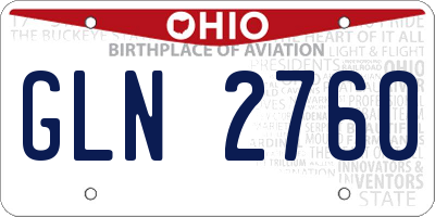OH license plate GLN2760