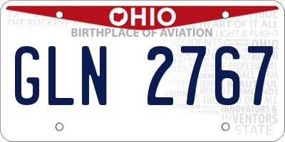 OH license plate GLN2767