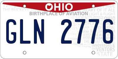 OH license plate GLN2776