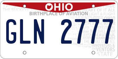 OH license plate GLN2777