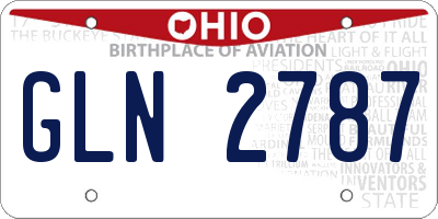 OH license plate GLN2787