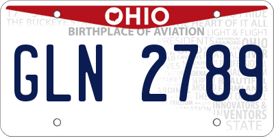 OH license plate GLN2789