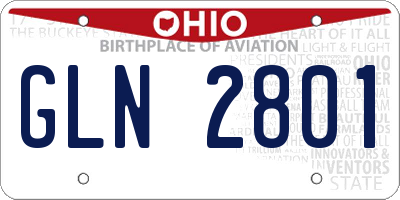 OH license plate GLN2801