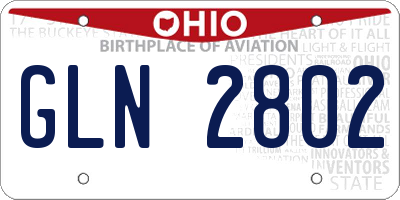 OH license plate GLN2802