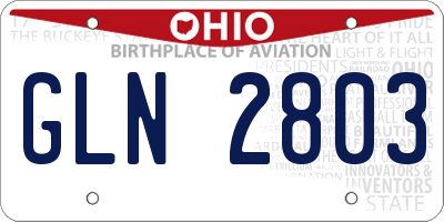 OH license plate GLN2803