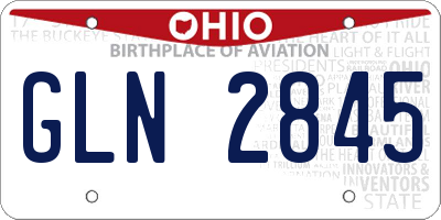 OH license plate GLN2845
