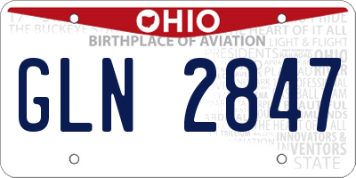 OH license plate GLN2847