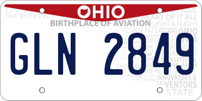 OH license plate GLN2849