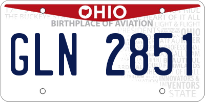 OH license plate GLN2851