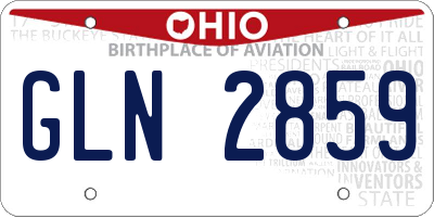 OH license plate GLN2859