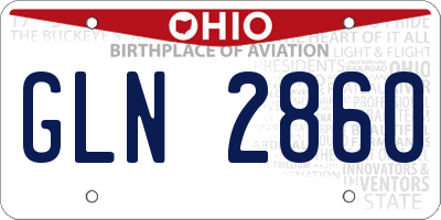 OH license plate GLN2860