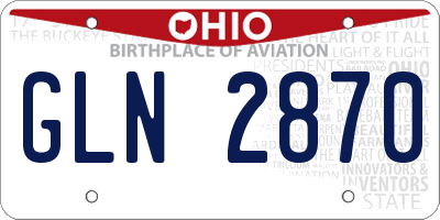 OH license plate GLN2870