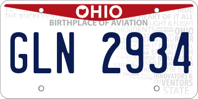 OH license plate GLN2934