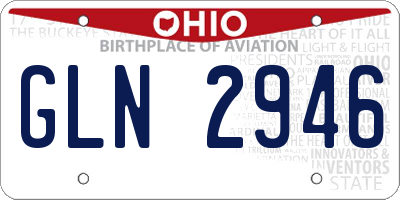 OH license plate GLN2946