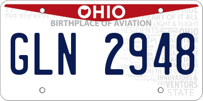 OH license plate GLN2948