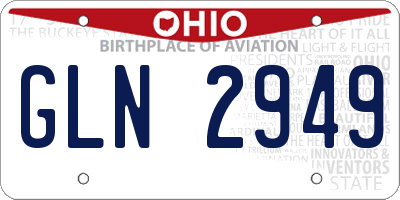 OH license plate GLN2949