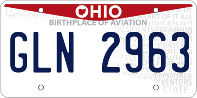 OH license plate GLN2963