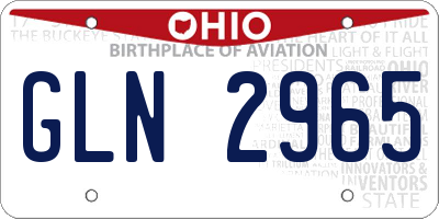 OH license plate GLN2965