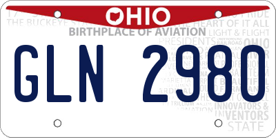 OH license plate GLN2980