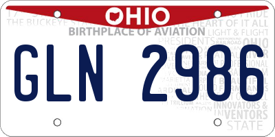 OH license plate GLN2986