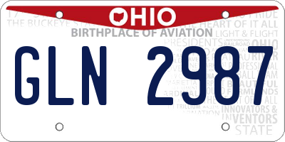 OH license plate GLN2987