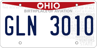 OH license plate GLN3010