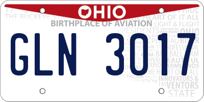 OH license plate GLN3017