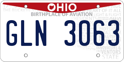 OH license plate GLN3063