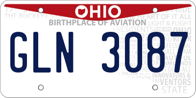 OH license plate GLN3087