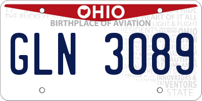 OH license plate GLN3089