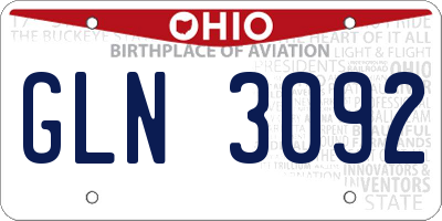 OH license plate GLN3092