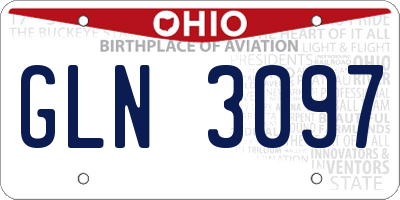 OH license plate GLN3097