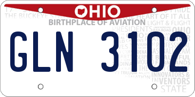 OH license plate GLN3102