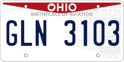 OH license plate GLN3103