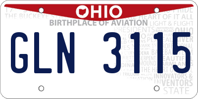 OH license plate GLN3115