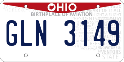OH license plate GLN3149