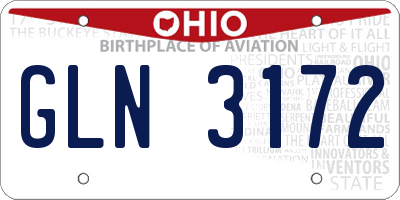 OH license plate GLN3172