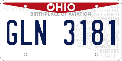 OH license plate GLN3181