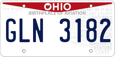 OH license plate GLN3182