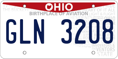 OH license plate GLN3208