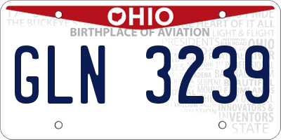 OH license plate GLN3239