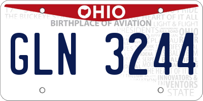 OH license plate GLN3244