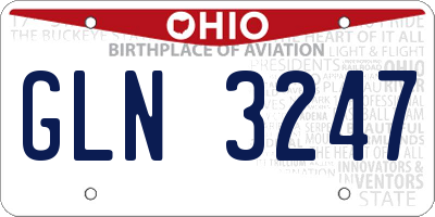 OH license plate GLN3247